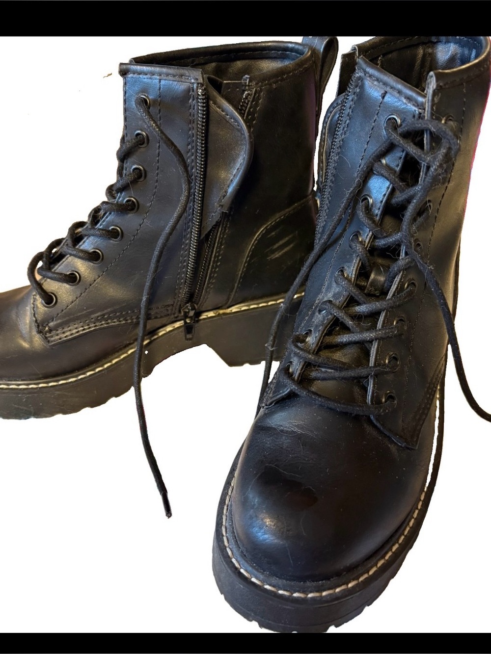Madden Girl Black Lace-Up chunky heel  Combat Boots 6.5